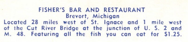 Cut River Inn (Fishers Bar and Restaurant, Callihans) - Vintage Postcard For Fishers